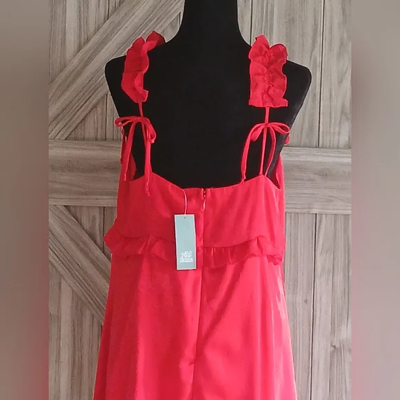 Wild Fable Red Dress with Rosette and Bow Accents - Picture 7 of 9